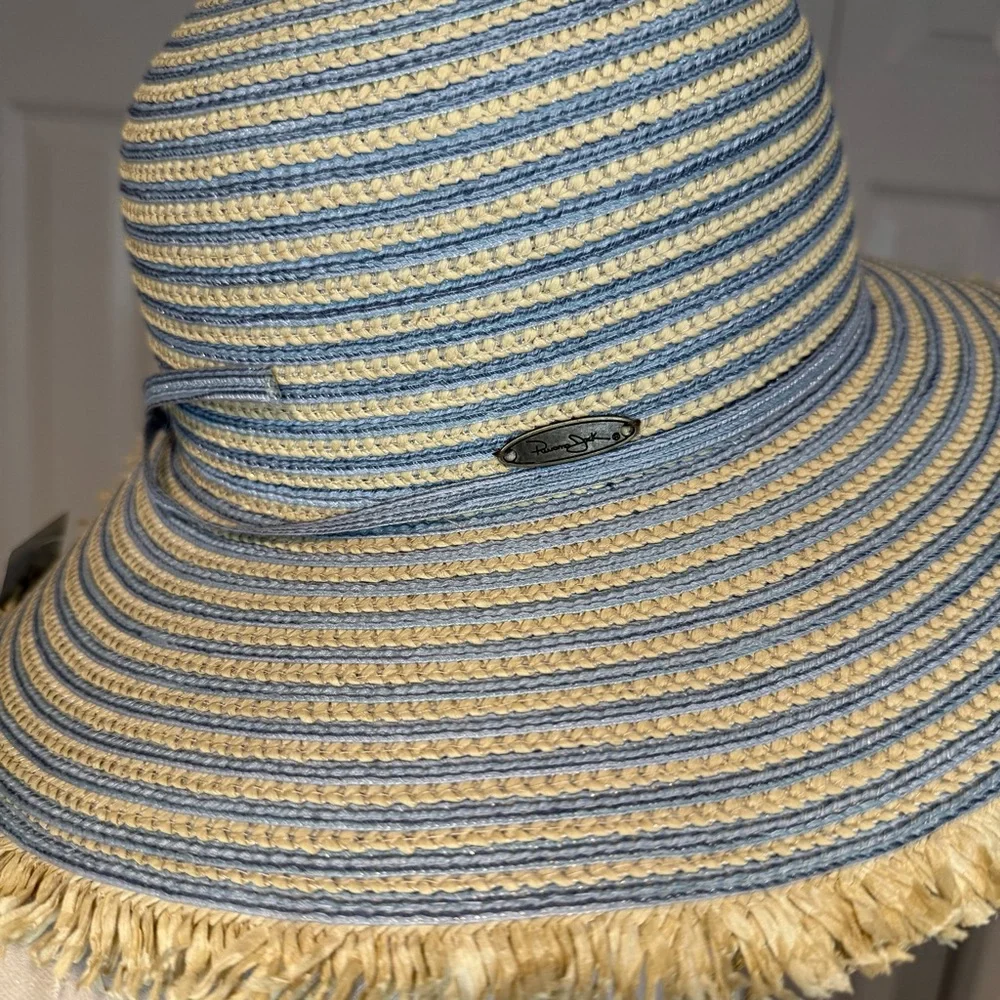 Panama Jack, NWT Blue and Tan Striped Sun Hat